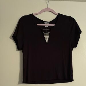 Rue21 Black Crop Cut Out T-Shirt